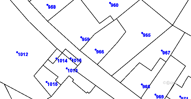 Parcela st. 966 v KÚ Rudolice nad Bílinou, Katastrální mapa
