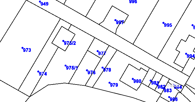 Parcela st. 977 v KÚ Rudolice nad Bílinou, Katastrální mapa