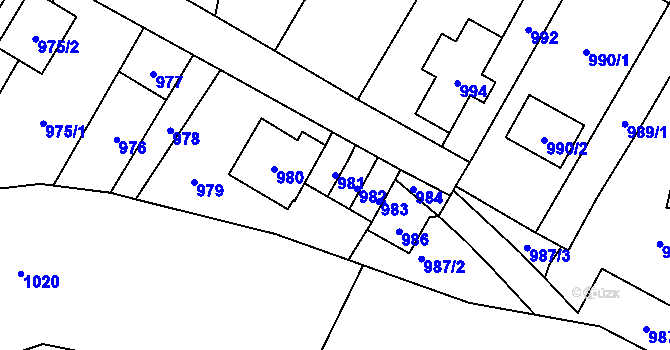 Parcela st. 981 v KÚ Rudolice nad Bílinou, Katastrální mapa