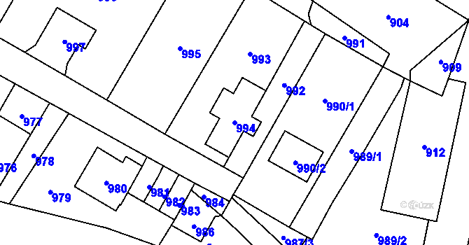 Parcela st. 994 v KÚ Rudolice nad Bílinou, Katastrální mapa