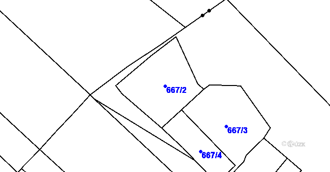 Parcela st. 667/2 v KÚ Rudolice nad Bílinou, Katastrální mapa