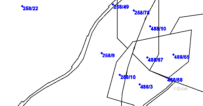 Parcela st. 258/9 v KÚ Střimice, Katastrální mapa