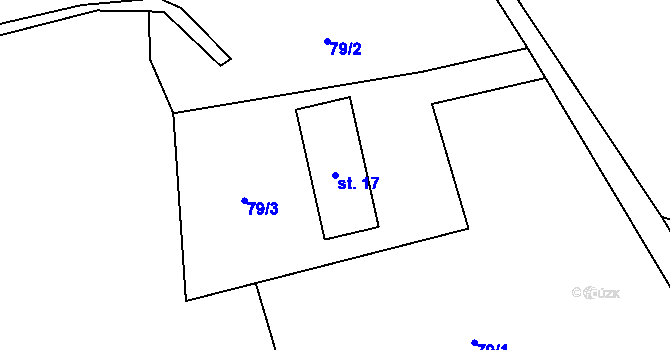 Parcela st. 17 v KÚ Debrné u Mostku, Katastrální mapa