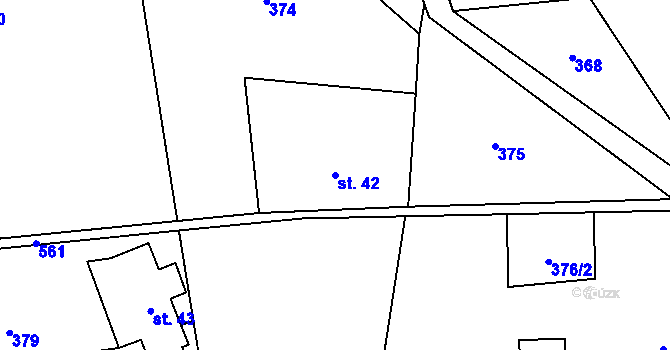 Parcela st. 42 v KÚ Debrné u Mostku, Katastrální mapa
