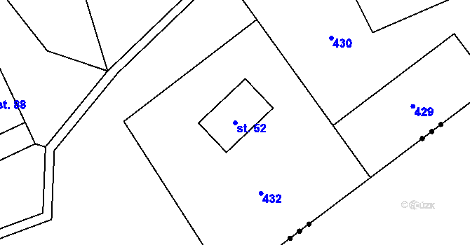 Parcela st. 52 v KÚ Debrné u Mostku, Katastrální mapa