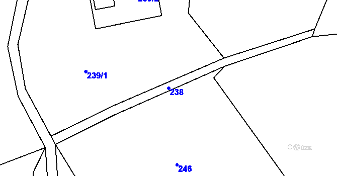 Parcela st. 238 v KÚ Debrné u Mostku, Katastrální mapa