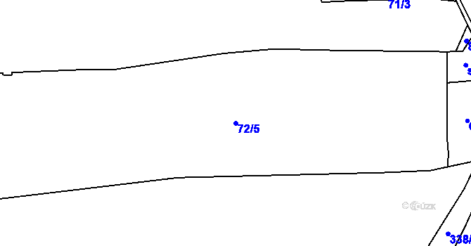 Parcela st. 72/5 v KÚ Debrné u Mostku, Katastrální mapa