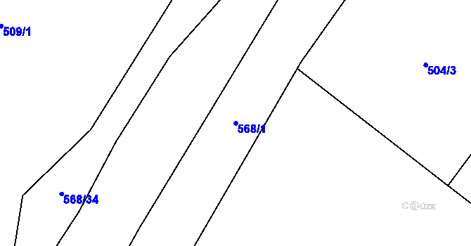 Parcela st. 568/1 v KÚ Debrné u Mostku, Katastrální mapa