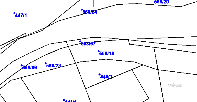 Parcela st. 568/18 v KÚ Debrné u Mostku, Katastrální mapa