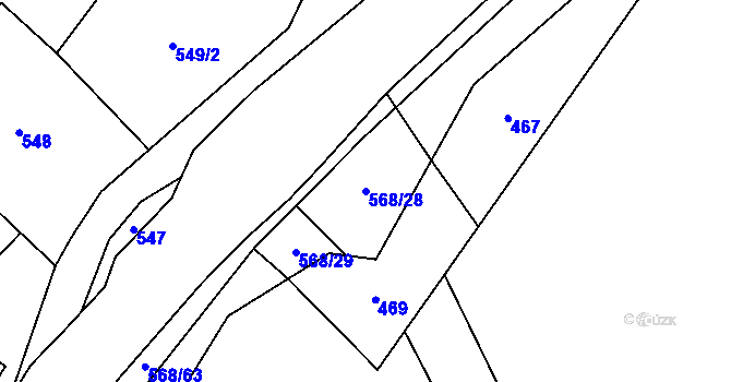 Parcela st. 568/28 v KÚ Debrné u Mostku, Katastrální mapa