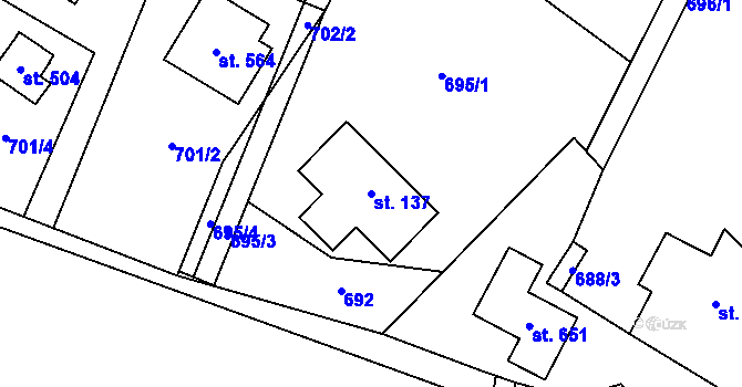 Parcela st. 137 v KÚ Mostek, Katastrální mapa