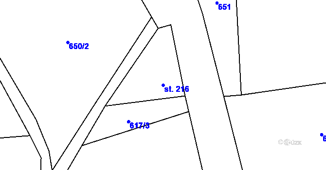 Parcela st. 216 v KÚ Mostek, Katastrální mapa
