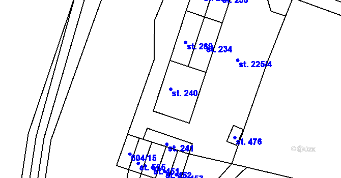 Parcela st. 240 v KÚ Mostek, Katastrální mapa