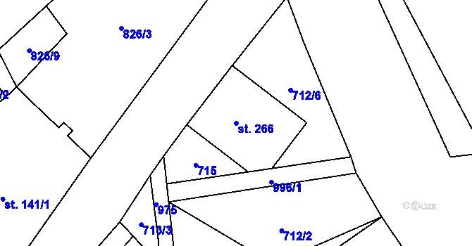 Parcela st. 266 v KÚ Mostek, Katastrální mapa