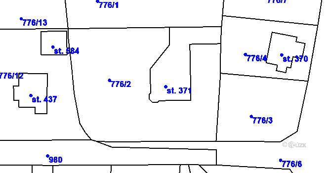 Parcela st. 371 v KÚ Mostek, Katastrální mapa