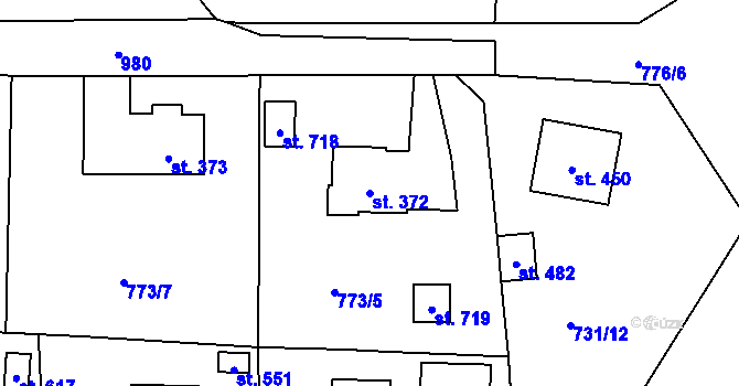 Parcela st. 372 v KÚ Mostek, Katastrální mapa