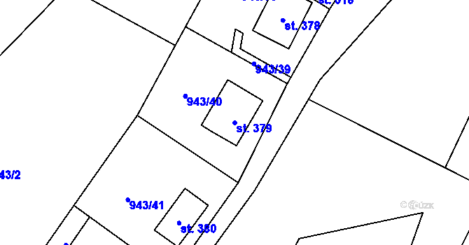 Parcela st. 379 v KÚ Mostek, Katastrální mapa