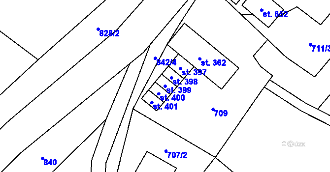 Parcela st. 399 v KÚ Mostek, Katastrální mapa