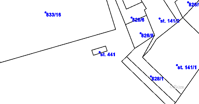 Parcela st. 441 v KÚ Mostek, Katastrální mapa
