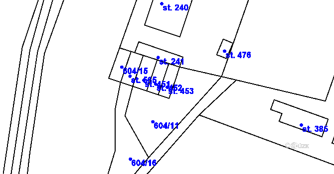 Parcela st. 453 v KÚ Mostek, Katastrální mapa