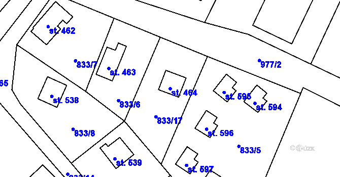 Parcela st. 464 v KÚ Mostek, Katastrální mapa
