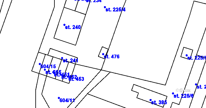 Parcela st. 476 v KÚ Mostek, Katastrální mapa