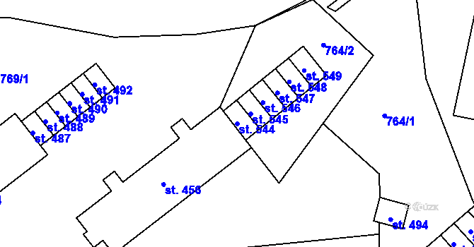 Parcela st. 544 v KÚ Mostek, Katastrální mapa