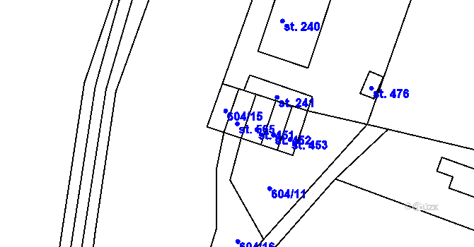 Parcela st. 565 v KÚ Mostek, Katastrální mapa