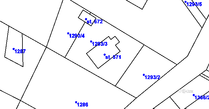 Parcela st. 571 v KÚ Mostek, Katastrální mapa