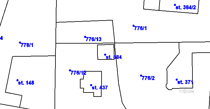 Parcela st. 584 v KÚ Mostek, Katastrální mapa
