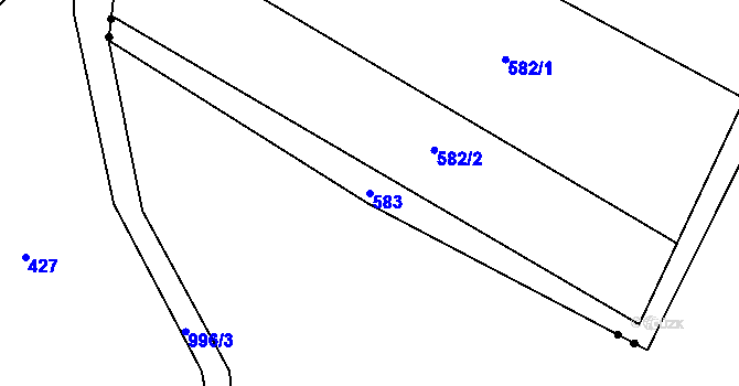 Parcela st. 583 v KÚ Mostek, Katastrální mapa