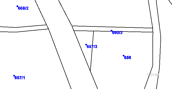 Parcela st. 657/3 v KÚ Mostek, Katastrální mapa
