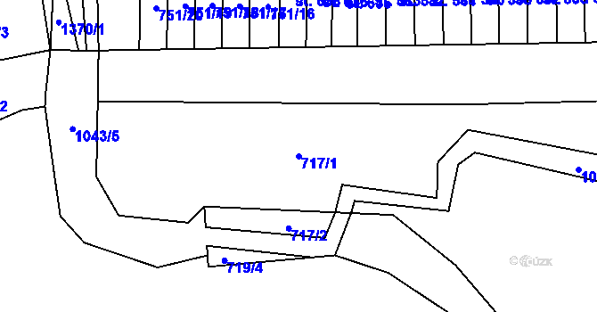 Parcela st. 717/1 v KÚ Mostek, Katastrální mapa
