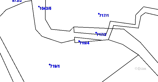 Parcela st. 719/4 v KÚ Mostek, Katastrální mapa