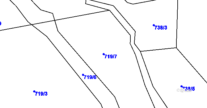 Parcela st. 719/7 v KÚ Mostek, Katastrální mapa