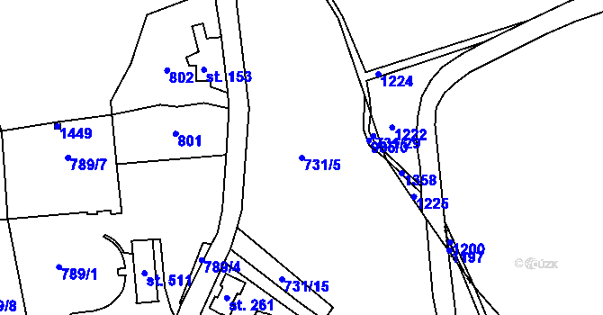 Parcela st. 731/5 v KÚ Mostek, Katastrální mapa