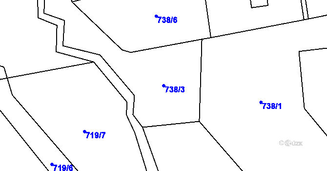 Parcela st. 738/3 v KÚ Mostek, Katastrální mapa