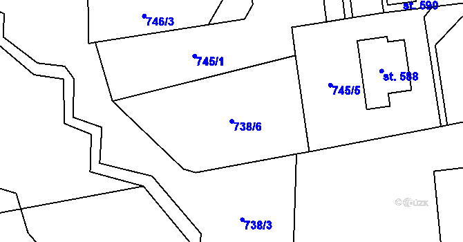 Parcela st. 738/6 v KÚ Mostek, Katastrální mapa