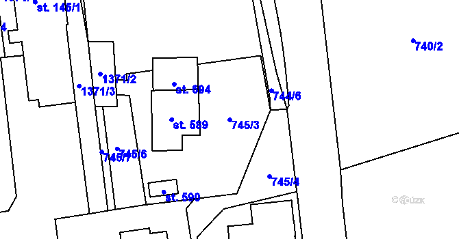 Parcela st. 745/3 v KÚ Mostek, Katastrální mapa