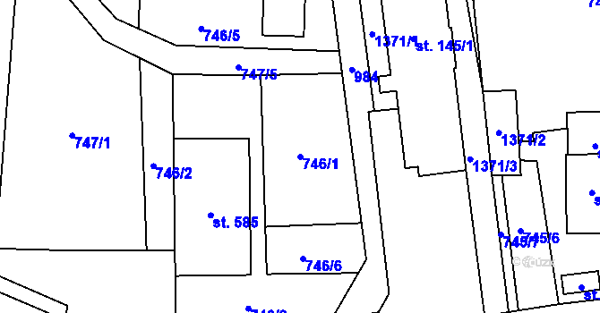 Parcela st. 746/1 v KÚ Mostek, Katastrální mapa
