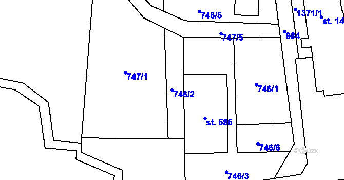 Parcela st. 746/2 v KÚ Mostek, Katastrální mapa