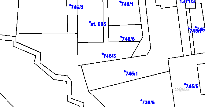 Parcela st. 746/3 v KÚ Mostek, Katastrální mapa
