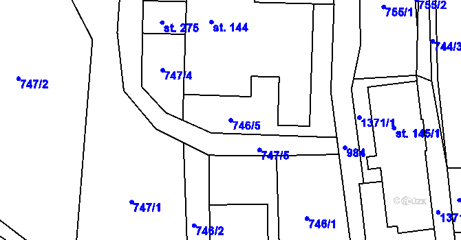 Parcela st. 746/5 v KÚ Mostek, Katastrální mapa