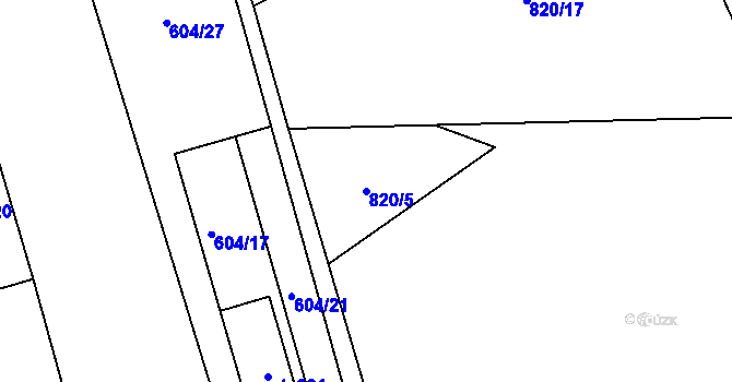 Parcela st. 820/5 v KÚ Mostek, Katastrální mapa