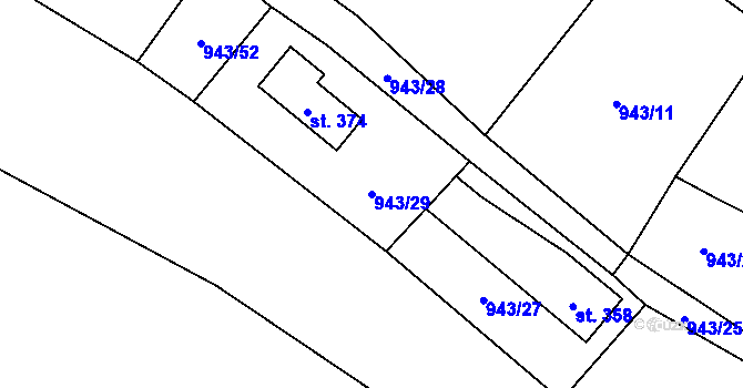 Parcela st. 943/29 v KÚ Mostek, Katastrální mapa