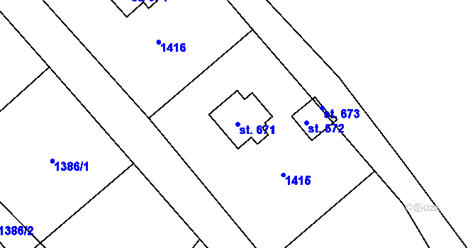 Parcela st. 671 v KÚ Mostek, Katastrální mapa