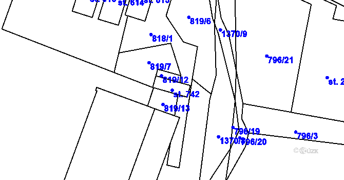 Parcela st. 742 v KÚ Mostek, Katastrální mapa