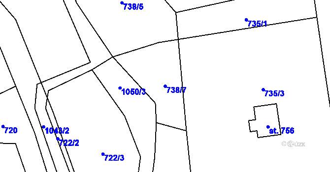 Parcela st. 738/7 v KÚ Mostek, Katastrální mapa