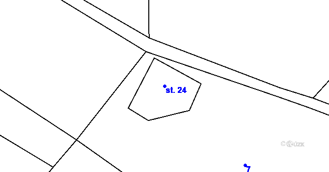Parcela st. 24 v KÚ Souvrať, Katastrální mapa