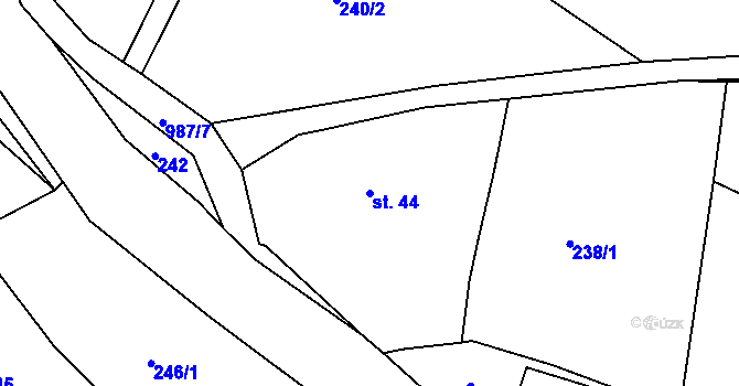 Parcela st. 44 v KÚ Souvrať, Katastrální mapa
